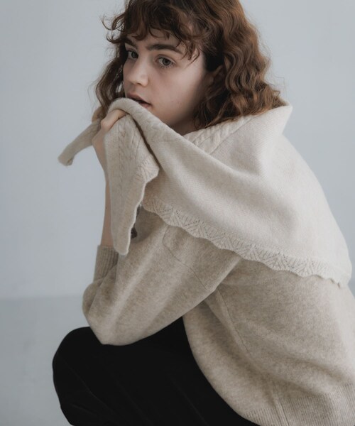 URBAN RESEARCH Sonny Label（アーバンリサーチサニーレーベル）の「スカラトリムニットスカーフ（バンダナ/スカーフ・レディース・オフ/グレー/ブラウン・One）」の6枚目の写真
