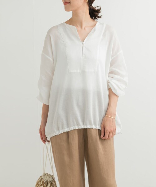 URBAN RESEARCH DOORS（アーバンリサーチドアーズ）の「リネンブレンドドロストチュニック（チュニック・レディース・OFF/NATURAL/INK BLK・M）」の9枚目の写真