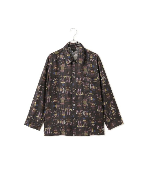 ADAM ET ROPE'(アダムエロペ)の「【J'aDoRe・一部店舗限定】【BANANATIME(バナナタイム)】PJ 2 SHIRT / シルクシャツ(シャツ/ブラウス・レディース・ブラック系/ダークブラウン系・XS)」の1枚目の写真