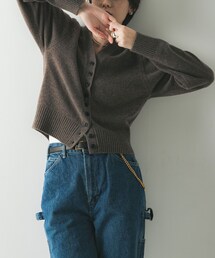 カシミヤ強縮Vネックカーディガン