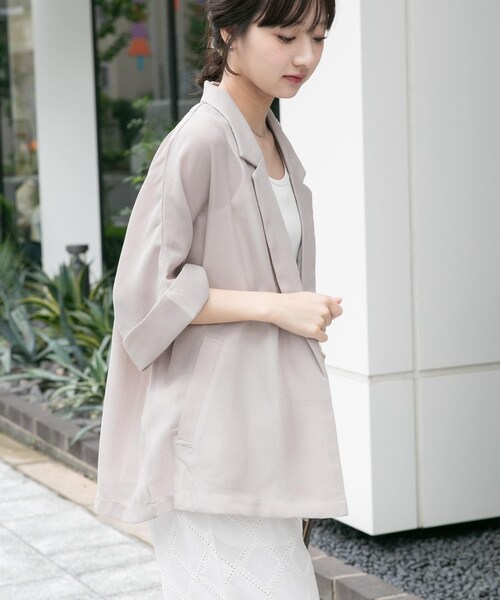ITEMS URBANRESEARCH(アイテムズ アーバンリサーチ)の「メッシュ半袖ジャケット(テーラードジャケット・レディース・BLK/BEG・Free)」の18枚目の写真