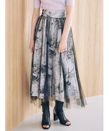 MERCURYDUO | フラワーチュールプリーツレイヤードスカート(スカート)