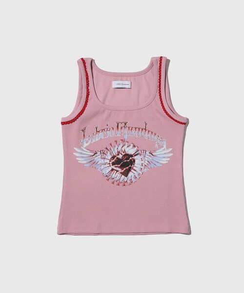 ADAM ET ROPE'（アダムエロペ）の「【LIBRIO MENDONCA/リブリオ メンドンサ】RIB FITTED TANK TOP（タンクトップ・メンズ・ブラック/ピンク・S）」の3枚目の写真