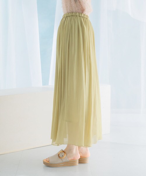 URBAN RESEARCH ROSSO（アーバンリサーチロッソ）の「グロッシーギャザーフレアスカート（スカート・レディース・PISTACHIO/ORANGE/NAVY・FREE）」の9枚目の写真