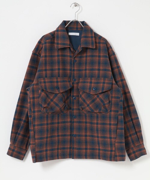 SENSE OF PLACE by URBAN RESEARCH(センスオブプレイスバイアーバンリサーチ)の「ヘビーネルチェックシャツジャケット(テーラードジャケット・メンズ・NVY×ORG/BRN×BEG・M/L)」の10枚目の写真