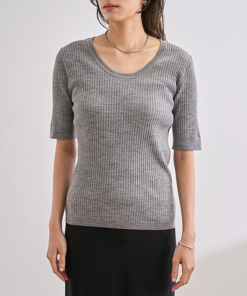 ROPE'(ロペ)の「ワイドリブラウンドネック スーパーメリノウール ニット/イージーケア(ニット/セーター・レディース・ブラック/グレー/オフホワイト・F)」の17枚目の写真