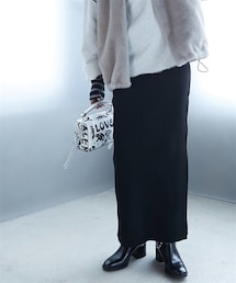 GEVS. | 大きいサイズワイドリブロングニットタイトスカートGEVS.(スカート)