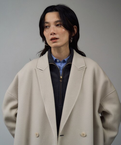 ADAM ET ROPE'(アダムエロペ)の「シャルムリバーロングコート(その他アウター・レディース・チャコール/オフホワイト/ベージュ系・M/S)」の15枚目の写真
