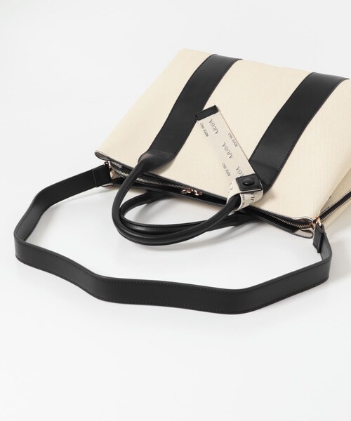 RODE SKO（ロデスコ）の「『別注』AJUGA×RODESKO　ロゴリボン付ビッグトート（トートバッグ・レディース・IVORYxBLK/OFFxCAMEL・One）」の7枚目の写真