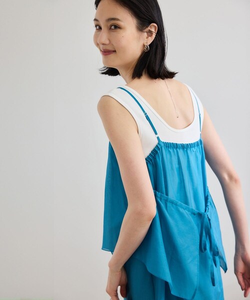 ROPE'(ロペ)の「コットンシルクワンピース/洗える(ワンピース・レディース・ブラック/ターコイズ・F)」の3枚目の写真