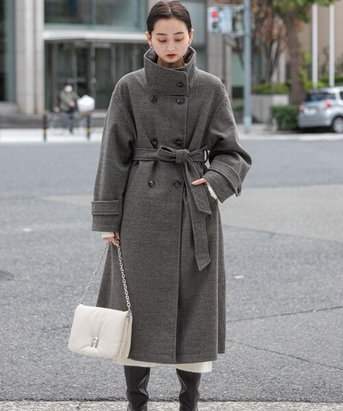 SENSE OF PLACE by URBAN RESEARCH(センスオブプレイスバイアーバンリサーチ)の「スタンドカラーロングコート(テーラードジャケット・レディース・BRN×MOC/GRAY/BLACK・S/M)」の14枚目の写真