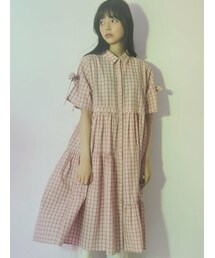 merry jenny | スリーブリボンアシメチェックワンピース(ワンピース)