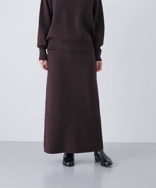 かぐれ（カグレ）の「コットンカシミヤニットスカート（スカート・レディース・CHARCOAL/BROWN・Free）」の2枚目の写真