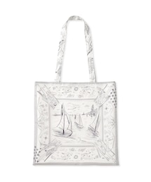 【YUKO SAEKI for ROPE’・コラボ】スカーフ柄プリント シルクトートバッグ【A4対応】