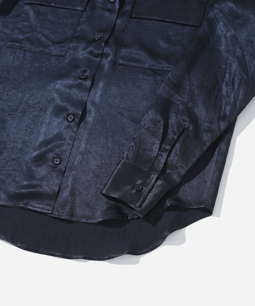 Saturdays NYC（サタデーズ ニューヨークシティ ）の「Lomedico Crinkled Satin LS Shirt（シャツ/ブラウス・レディース・ネイビー/イエロー・L/XS）」の12枚目の写真