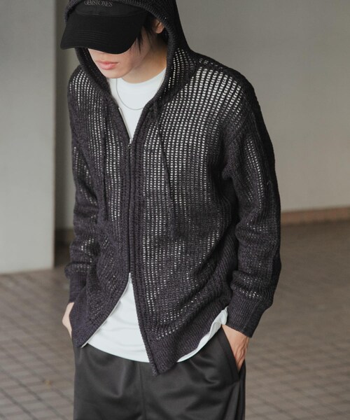 SENSE OF PLACE by URBAN RESEARCH（センスオブプレイスバイアーバンリサーチ）の「シアーメッシュフーディージップパーカー（パーカー・メンズ・BLACK/BROWN/GREIGE・M/L）」の7枚目の写真