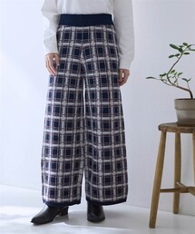 nissen | チェック柄ニットワイドパンツ【Otona Purete】(パンツ)