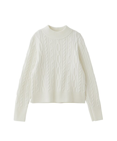 ROPE'(ロペ)の「【一部店舗限定】カシミヤブレンド ケーブルビルドネックニットプルオーバー(ニット/セーター・レディース・オフホワイト/ネイビー系・F)」の1枚目の写真