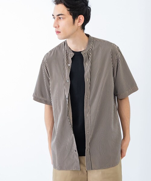 URBAN RESEARCH（アーバンリサーチ）の「PRINT BAND COLLAR SHIRTS（シャツ/ブラウス・メンズ・BLK×BEG/BLK×WHT/NVY×BRN・M/L）」の6枚目の写真