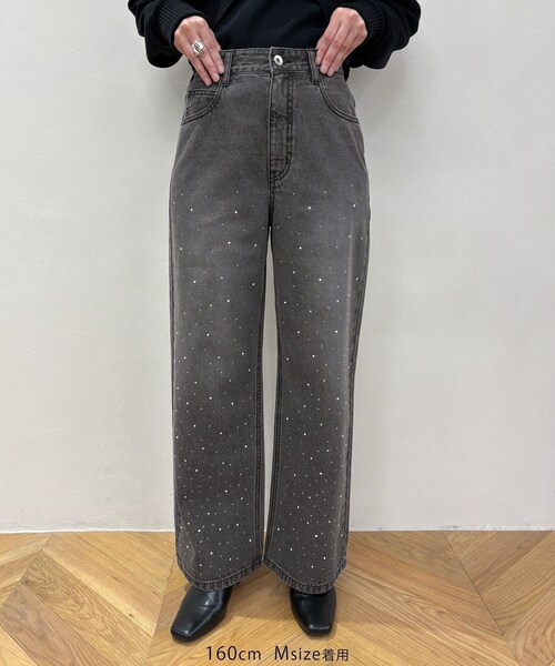 ROPE' PICNIC（ロペピクニック）の「パールキラキラビジューデニム（デニムパンツ・レディース・ネイビー/ブルー/ブラック系・L/M/S）」の11枚目の写真