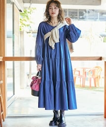 nissen | <大きいサイズ> ゆるシルエットティアードデザインワンピース(ワンピース)