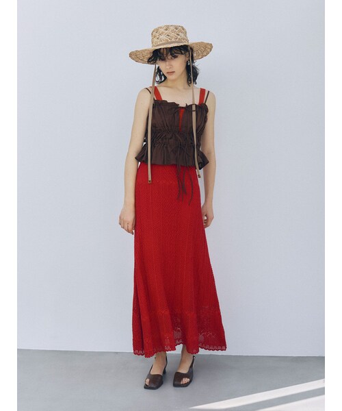 LAGUNAMOON（ラグナムーン）の「ギャザーペプラムキャミソール（キャミソール・レディース・アイボリー/ピンク/ブラウン・F）」の2枚目の写真