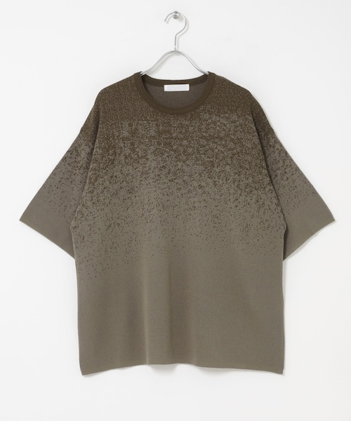 SENSE OF PLACE by URBAN RESEARCH（センスオブプレイスバイアーバンリサーチ）の「『洗濯可』エクストラルーズスプラッシュニットTシャツ（ニット/セーター・メンズ・BLK×CHA/BRN×BEG/MNT×GRY・M/L）」の5枚目の写真