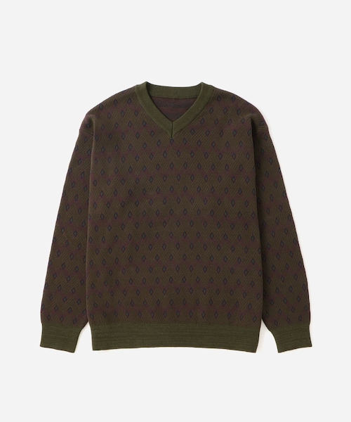 Saturdays NYC（サタデーズ ニューヨークシティ ）の「Charles Jacquard Vneck Sweater（ニット/セーター・レディース・ブラック/オリーブ・L/M/S/XL）」の8枚目の写真