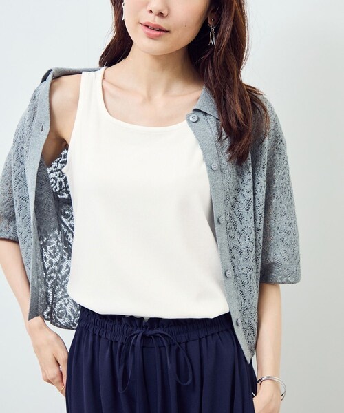 ROPE' PICNIC（ロペピクニック）の「ベーシックリブタンクトップ（タンクトップ・レディース・ブラック/オフホワイト/ブラウン/パープル系・M）」の14枚目の写真