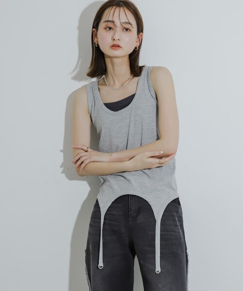SENSE OF PLACE by URBAN RESEARCH（センスオブプレイスバイアーバンリサーチ）の「マルチウェイガータータンクトップ（タンクトップ・レディース・L.GRAY/OFF WHITE/CHARCOAL・one）」の13枚目の写真