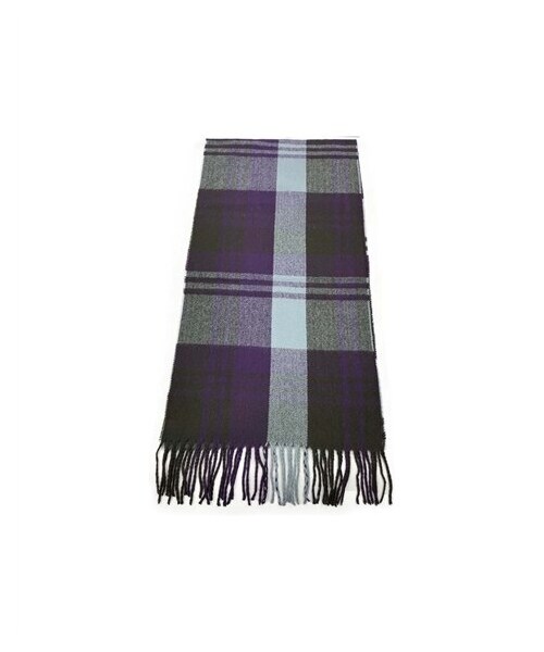 nissen（ニッセン）の「PAGE ONE（ページワン）チェックマフラー（マフラー・メンズ・ダークグレー×サックス/ベージュ系/黒系/チェックG(パープル系)/チェックAD(赤系)・Y）」の4枚目の写真