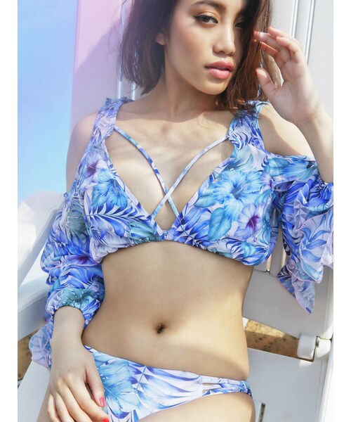 RESEXXY（リゼクシー）の「ボタニカル柄3点ビキニセット（水着・レディース・ピンク/ブルー/ミックス・F）」の2枚目の写真