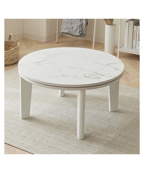 nissen（ニッセン）の「丸形こたつテーブル（大理石調/ナチュラル）（家具・メンズ・ホワイト・幅68cm(丸形)）」の2枚目の写真