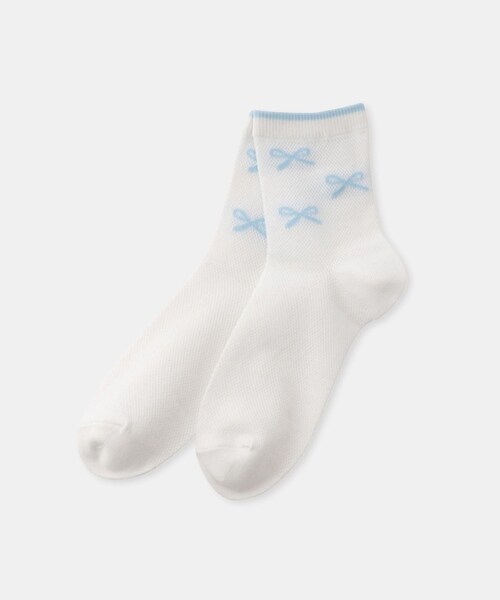 ROPE' PICNIC(ロペピクニック)の「【KIDS/キッズ】メッシュリボンソックス(ソックス/靴下・キッズ・ホワイト系/ラベンダー・F)」の1枚目の写真