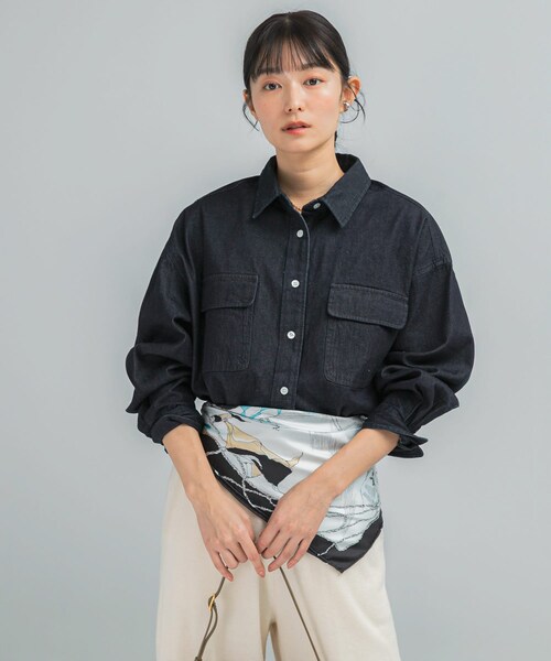 URBAN RESEARCH ROSSO（アーバンリサーチロッソ）の「『WEB限定』デニムオーバーシャツ（シャツ/ブラウス・レディース・INDIGO/FOG PINK・Free）」の5枚目の写真