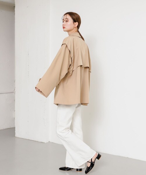 SENSE OF PLACE by URBAN RESEARCH（センスオブプレイスバイアーバンリサーチ）の「2WAYショートトレンチコート（ステンカラーコート・レディース・IVORY/BEIGE・one）」の21枚目の写真
