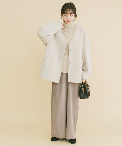 ITEMS URBANRESEARCH（アイテムズ アーバンリサーチ）の「ノーカラーコクーンジャケット（ノーカラージャケット・レディース・GRY/IVO・Free）」の9枚目の写真