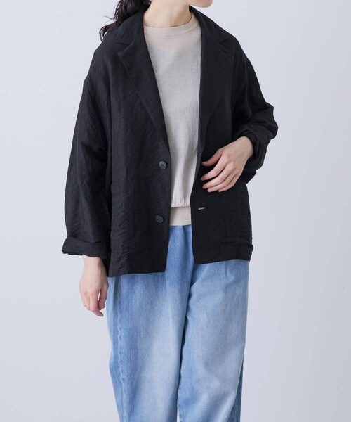 かぐれ（カグレ）の「リネンレーヨンテーラードジャケット（テーラードジャケット・レディース・BEIGE/BLACK・FREE）」の4枚目の写真