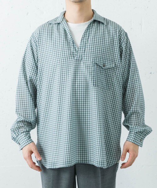 URBAN RESEARCH（アーバンリサーチ）の「ULTERIOR　WOOL CHECK SKIPPER SHIRTS（シャツ/ブラウス・メンズ・BLACK GREY/GREEN GREY・4/5）」の9枚目の写真