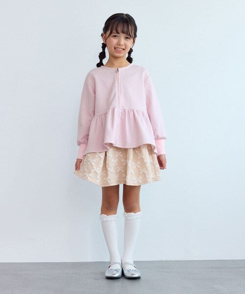 ROPE' PICNIC(ロペピクニック)の「【KIDS/キッズ】ラメ裏毛ペプラムジップカーディガン(カーディガン/ボレロ・キッズ・ブラック/ベージュ/ピンク・L/M/S)」の21枚目の写真