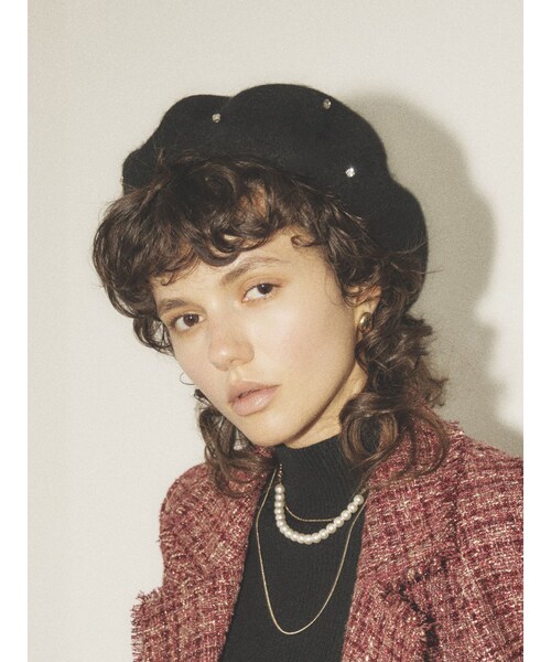 RESEXXY（リゼクシー）の「ビジューポイントベレー帽（ハンチング/ベレー帽・レディース・ホワイト/グレー/ブラック・F）」の4枚目の写真