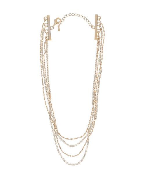 LAGUNAMOON（ラグナムーン）の「ミックスチェーン4連ショートネックレス（ネックレス・レディース・シルバー/ゴールド・F）」の2枚目の写真