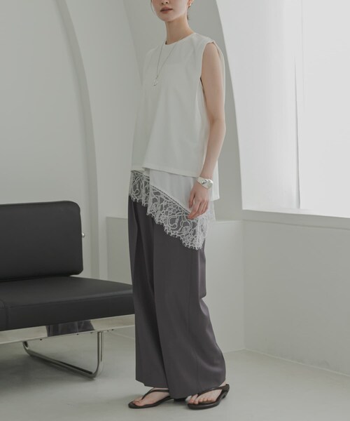 URBAN RESEARCH(アーバンリサーチ)の「汗染み防止ショルダータックカットソー(タンクトップ・レディース・OFF WHITE/CHARCOAL/BLUE GRAY・Free)」の8枚目の写真