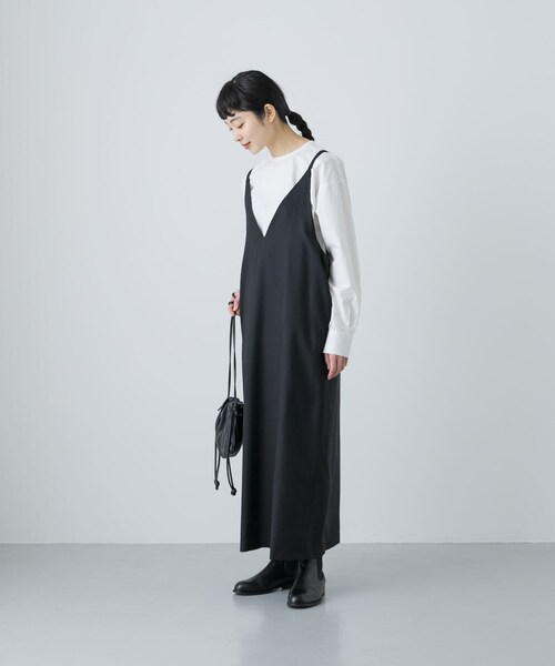 かぐれ（カグレ）の「『2WAY仕様』ウールトロVネックワンピース（ワンピース・レディース・CHARCOAL/BLACK・FREE）」の8枚目の写真