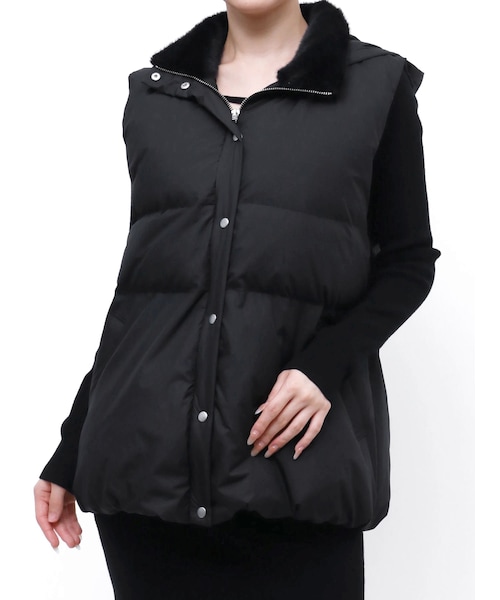 RESEXXY（リゼクシー）の「ネックファーダウンベスト（ベスト・レディース・ホワイト/ブラック・F）」の6枚目の写真