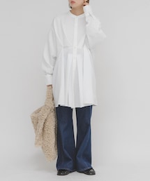 KBF | ウエストタックロングシャツ(シャツ/ブラウス)