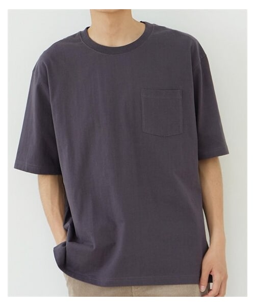 nissen（ニッセン）の「綿１００％ヘビーウェイトオーバーサイズ５分袖Tシャツ（胸ポケット付）【大きいサイズ有】（Tシャツ/カットソー・メンズ・オフホワイト/チャコール/ネイビー/黒・M/L/LL/3L/4L/5L/6L/8L/10L）」の3枚目の写真