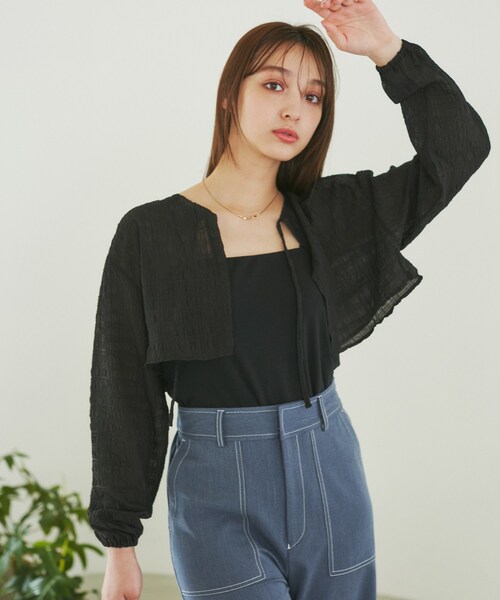 ROPE' PICNIC（ロペピクニック）の「ふくれジャガードボレロ（その他トップス・レディース・ブラック/キナリ・F）」の9枚目の写真