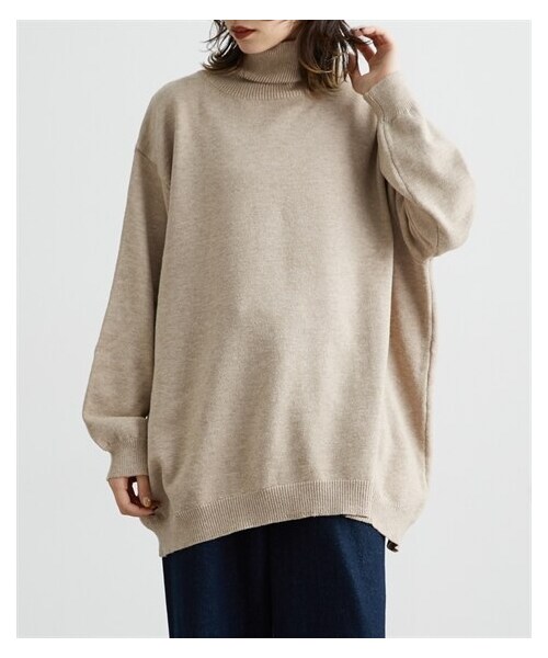nissen（ニッセン）の「もちもち素材ゆったりサイズタートルネックニット［Soiunique］（ニット/セーター・レディース・ブラック/杢ベージュ/モスグリーン/ブルー/レッド・S~M/L~LL/1(S~M)/2(L-LL)）」の7枚目の写真