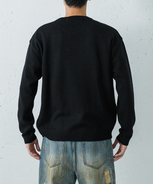 URBAN RESEARCH（アーバンリサーチ）の「Andersson Bell　BOYS H.MESSAGE CREW-NECK SWEATER（ニット/セーター・メンズ・BLK/IVRY/BLACK・L）」の10枚目の写真